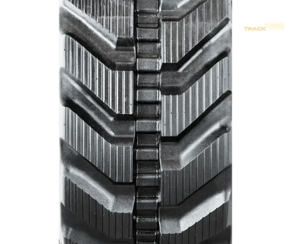 Close-up of Bobcat E35i Rubber Tracks with angular treads and chain-like structure