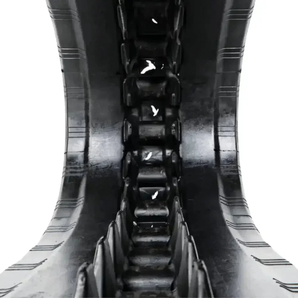Heavy-duty black rubber track with distinct tread pattern for Bobcat T140 excavator