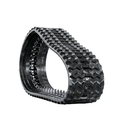 Black rubber excavator track with chevron treads and guide lugs for BOBCAT T650