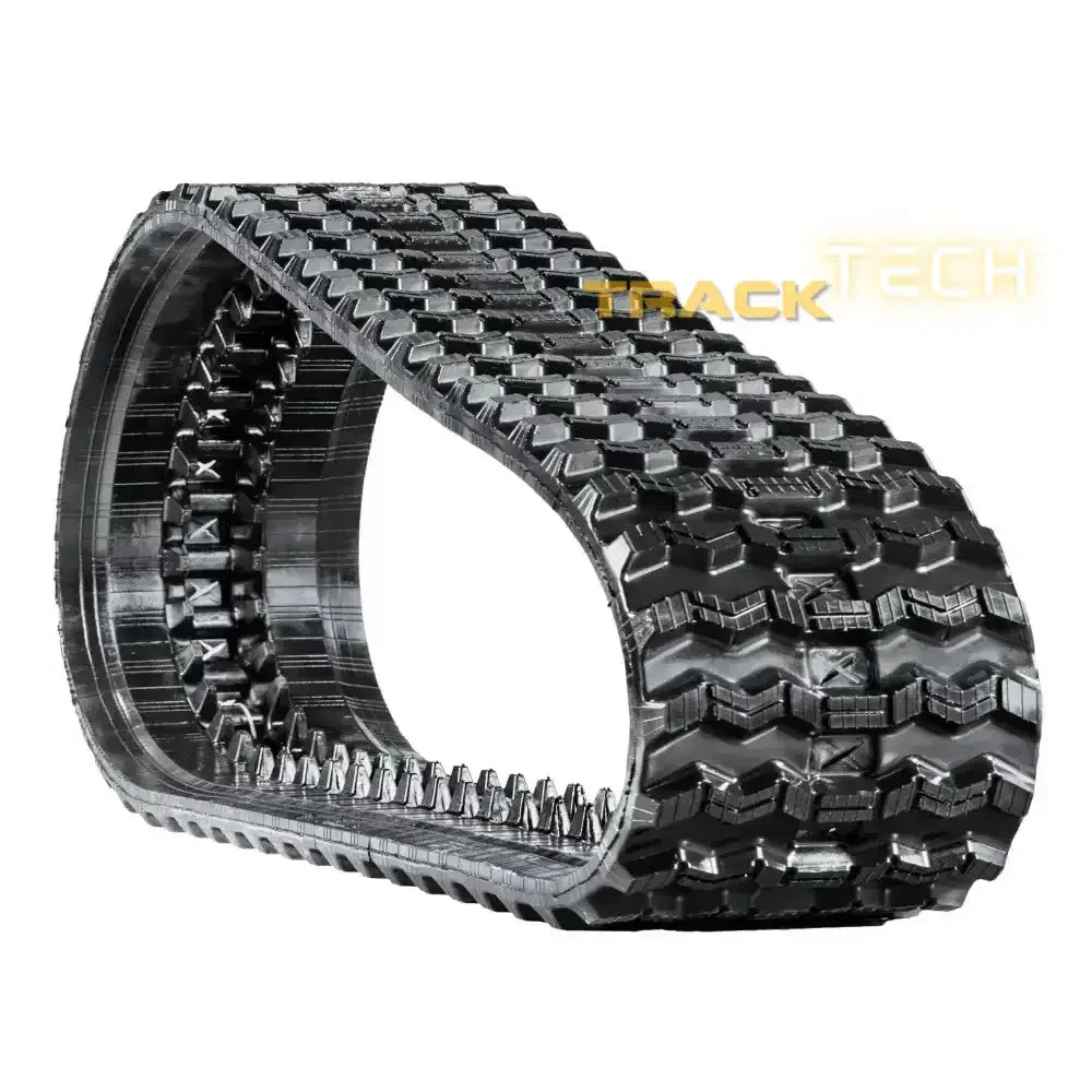Black rubber track with multi-directional tread pattern for Bobcat T770 heavy equipment