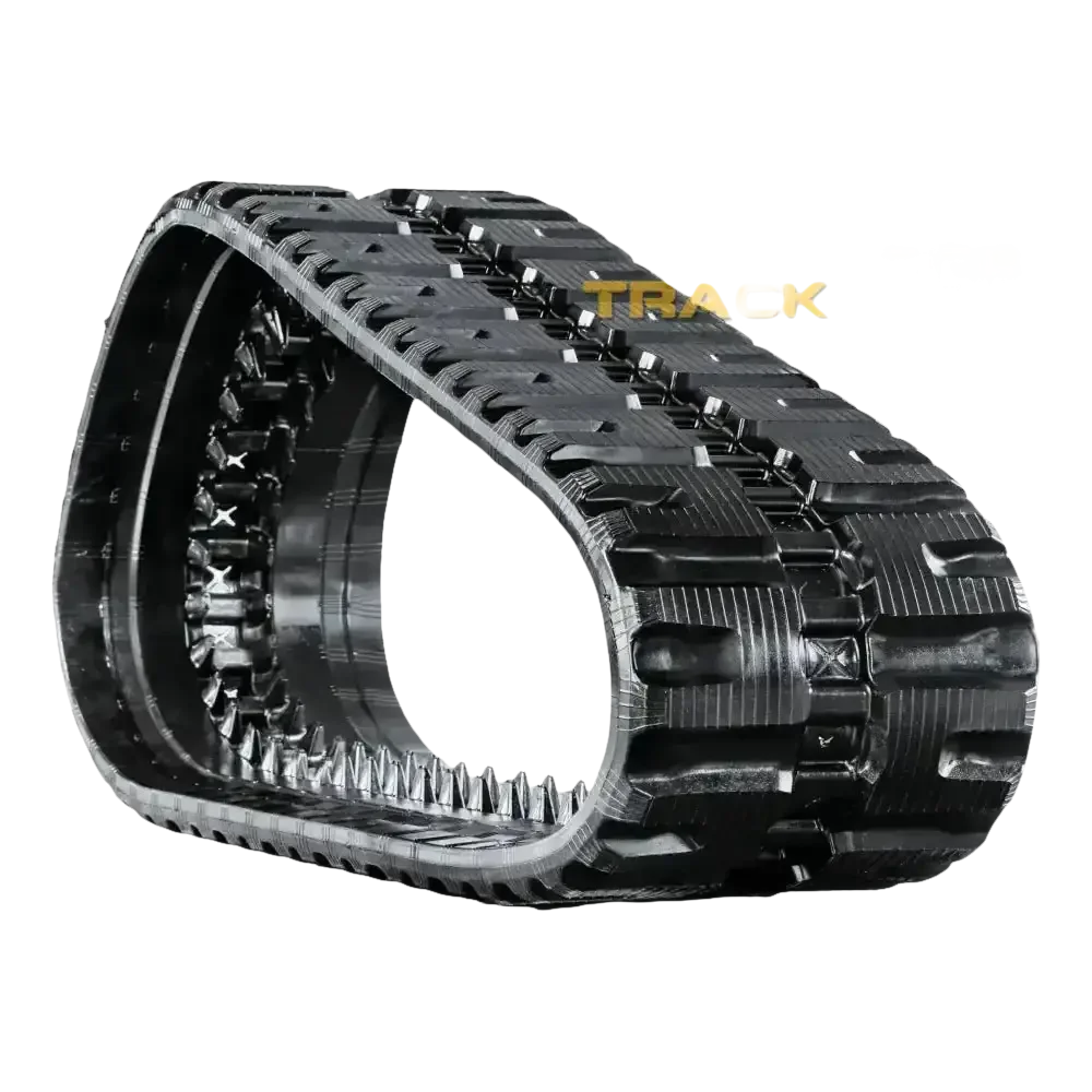 Heavy-duty black rubber track with durable tread pattern for Bobcat T870 skid steer