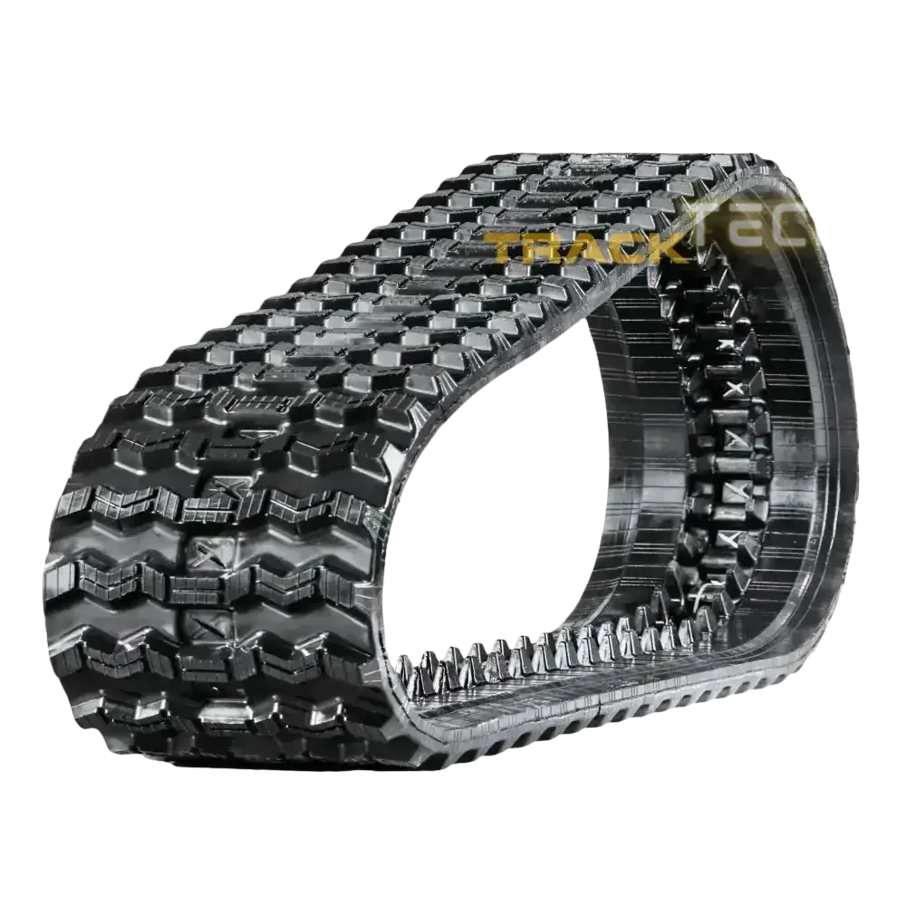 Heavy-duty rubber track with aggressive tread pattern for enhanced traction on Bobcat T870