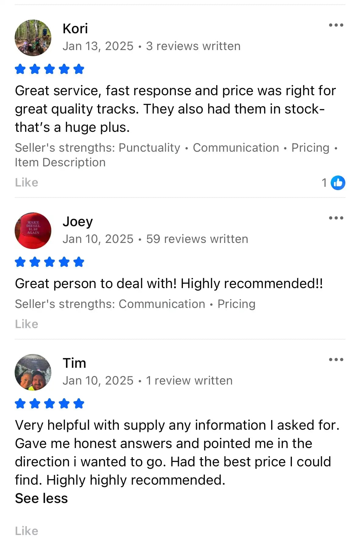 Customer reviews for a product or service.