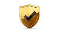 A gleaming gold shield with a black checkmark.