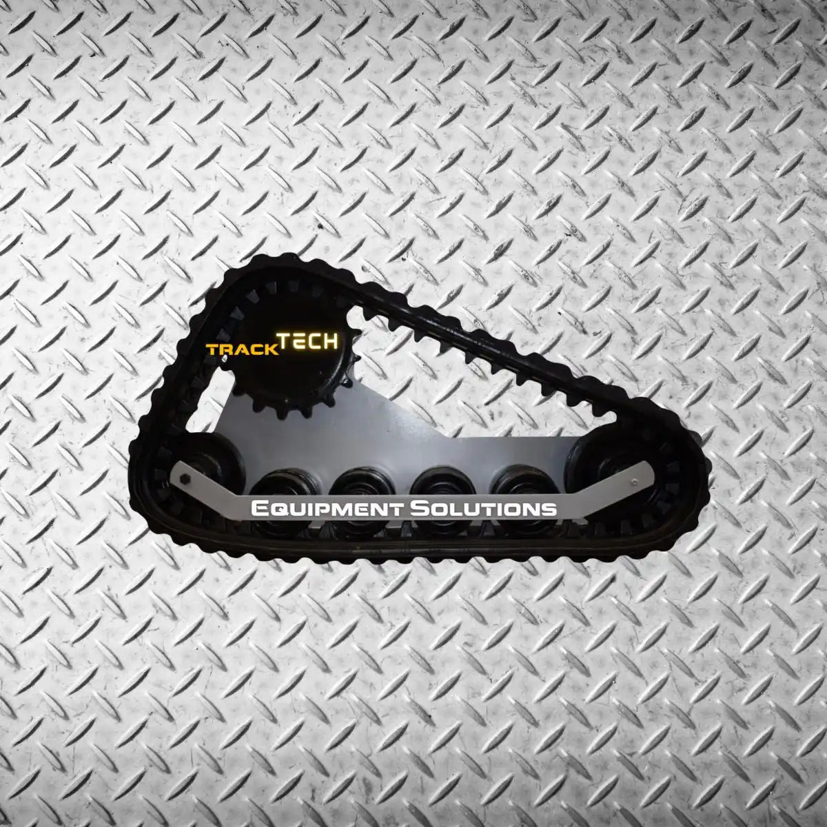 A heavy-duty rubber track system for equipment.