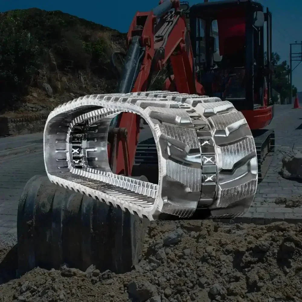 Durable heavy-duty excavator track for rugged terrain on KUBOTA KX080-4