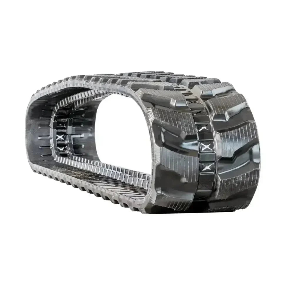 Dark grey rubber track with wide lugs and cross-shaped reinforcements for KUBOTA KX080-4