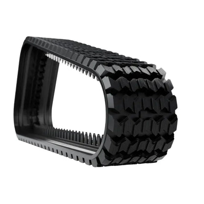 Black rubber track with distinct tread pattern and internal teeth for MANITOU MX65