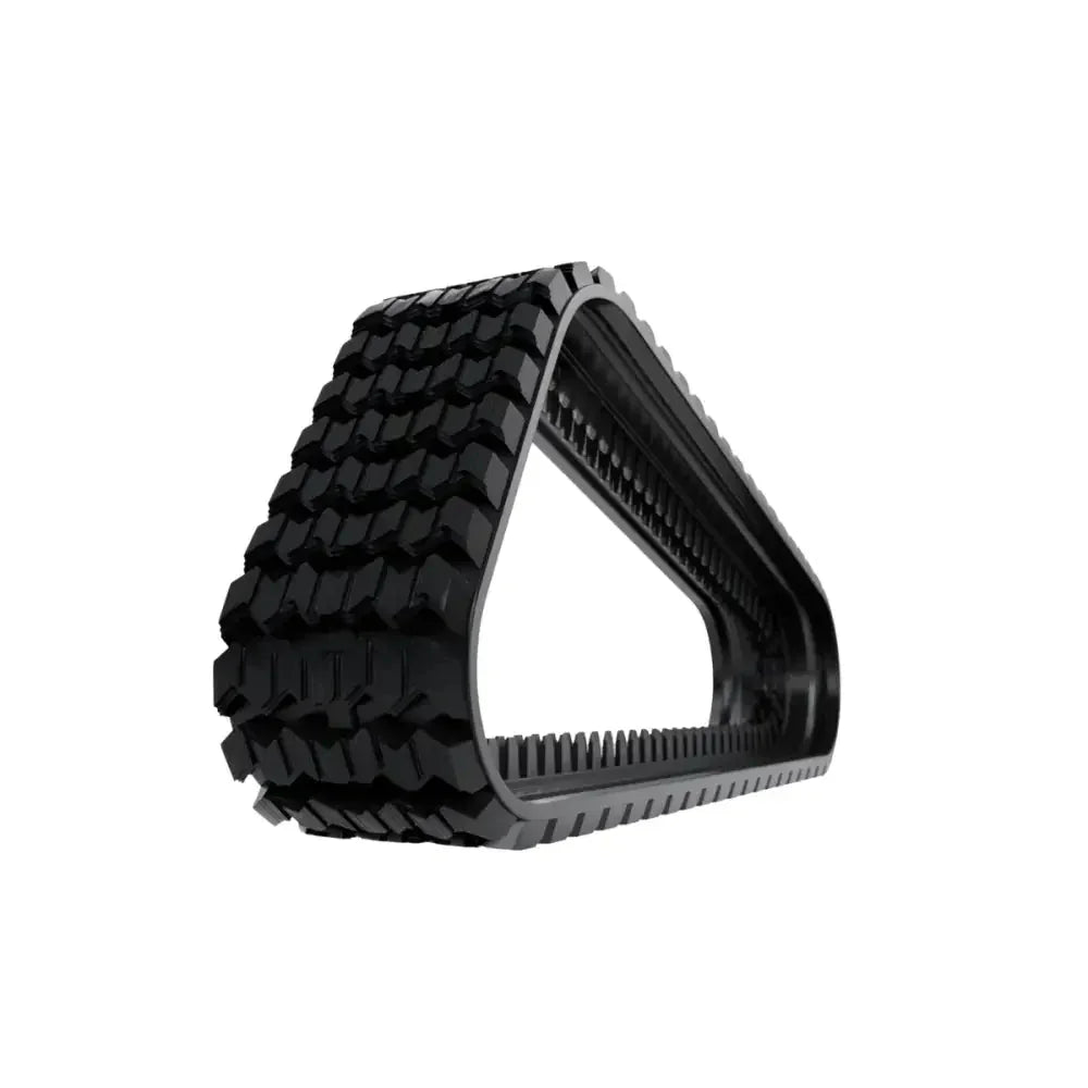 Black rubber track with textured exterior and ribbed interior for MANITOU MX65