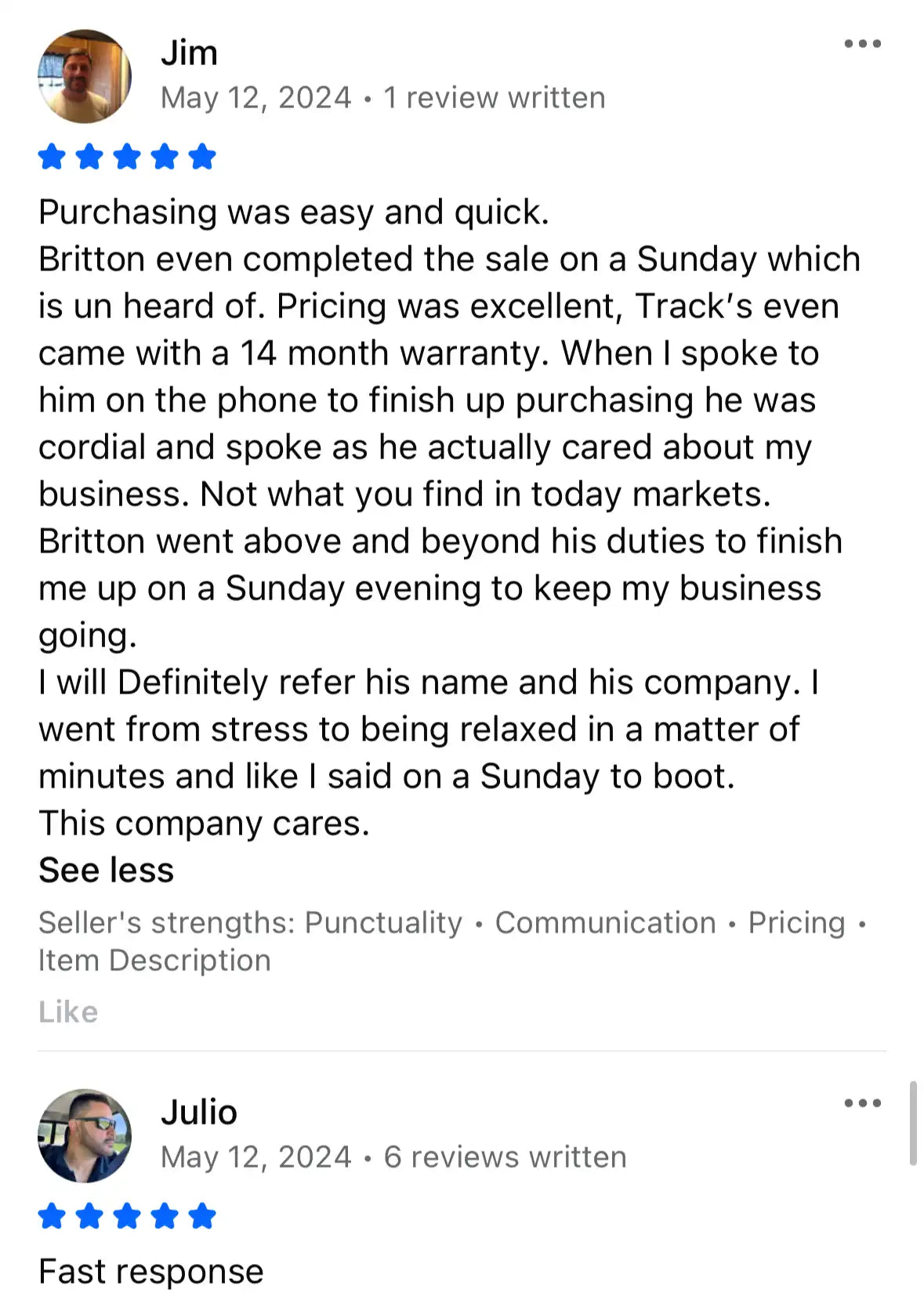 Online customer reviews for a product or service.