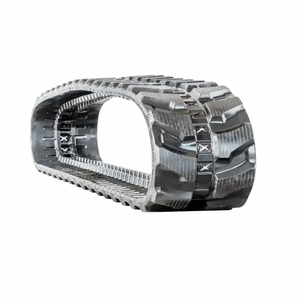 Dark grey rubber track with textured tread pattern for Takeuchi TB80FR heavy machinery
