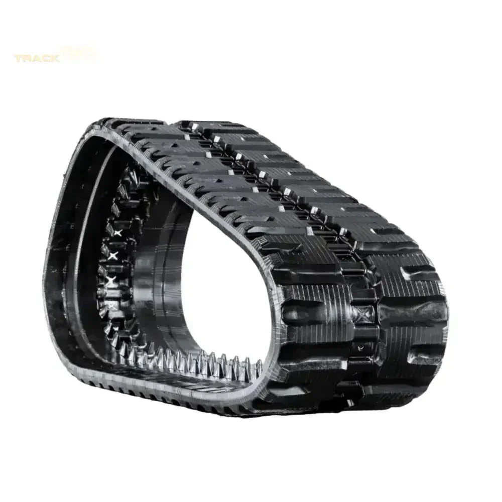 Black rubber track for Takeuchi TL10V2 with multi-directional tread for durability