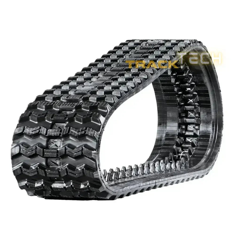 Black rubber track for Takeuchi TL250 heavy machinery with chevron tread and traction lugs