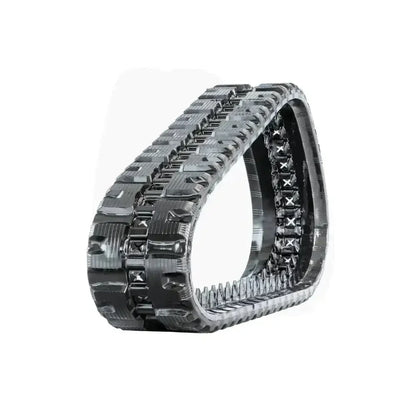 Black rubber track for Takeuchi TL6R heavy machinery with tread patterns and drive teeth