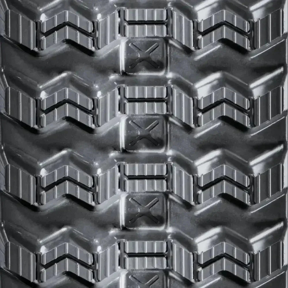 Heavy-duty rubber tracks with chevron and rectangular lugs for Takeuchi TL8R2 excavator