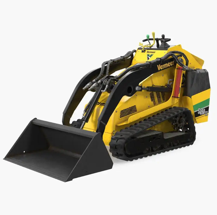 Yellow compact track loader with a front bucket